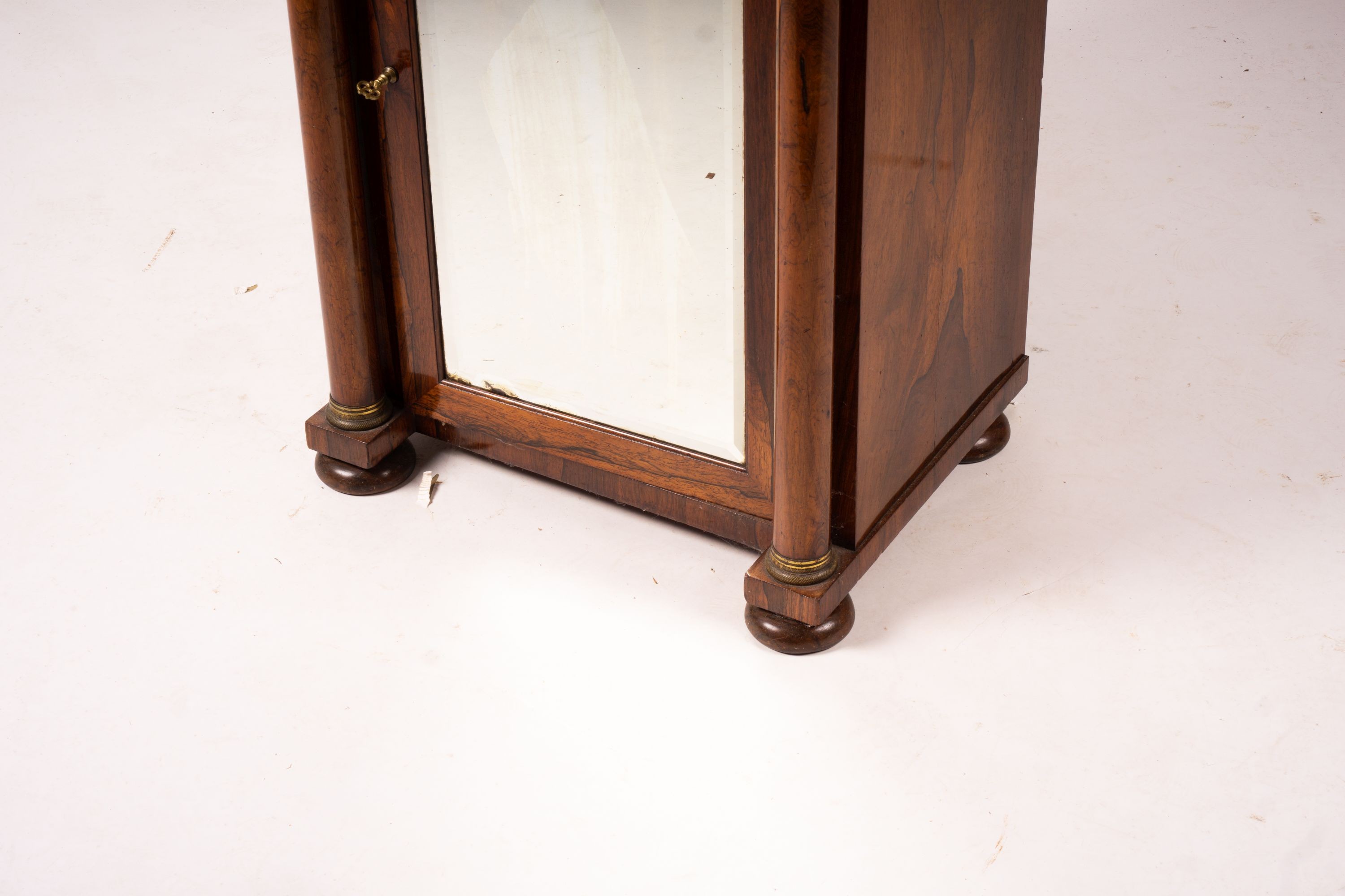 A Victorian rosewood pier cabinet and mirror, width 56cm, depth 40cm, height 200cm